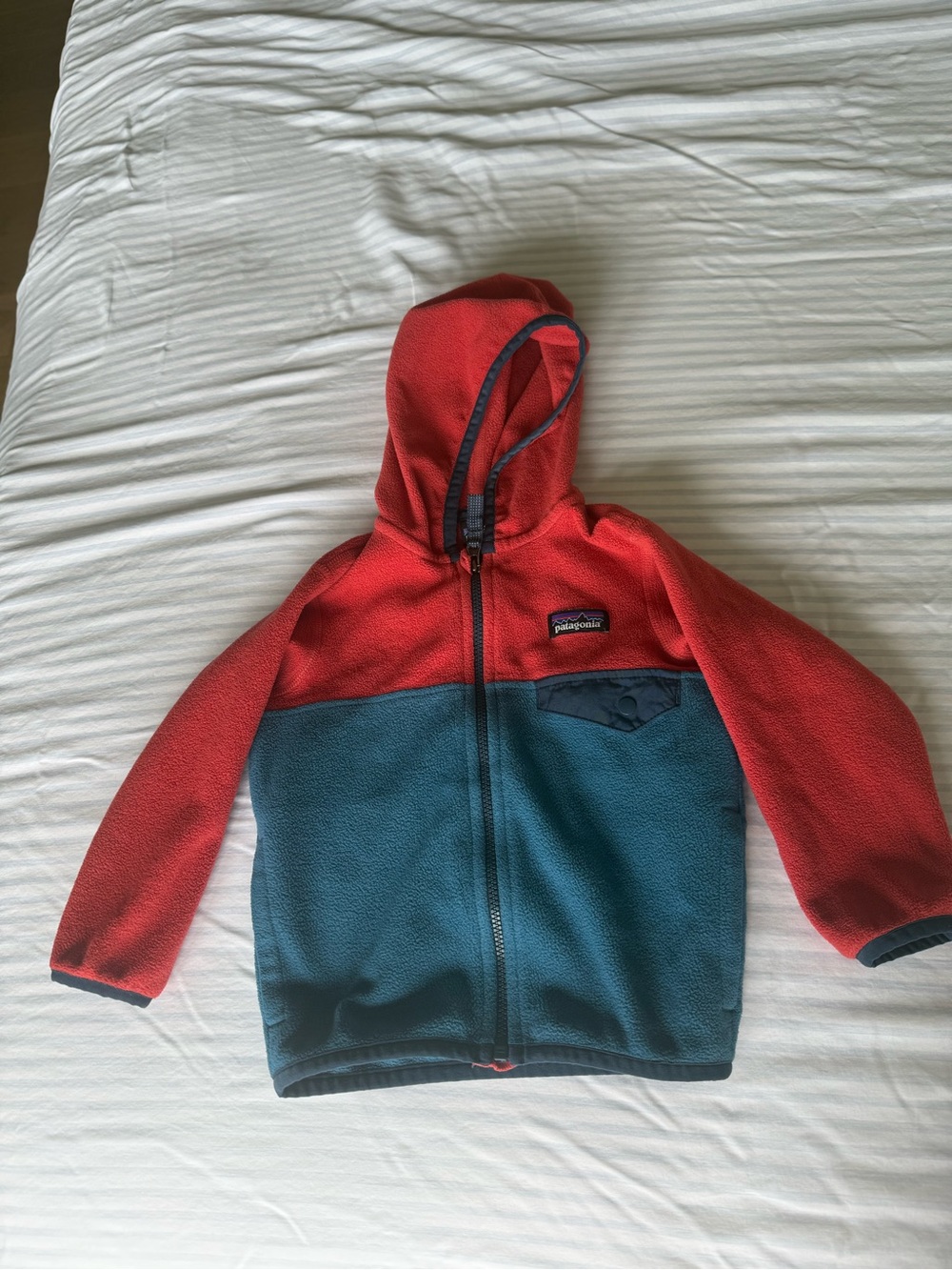 Patagonia Red and blue Kids Hooded Fleece Jacket